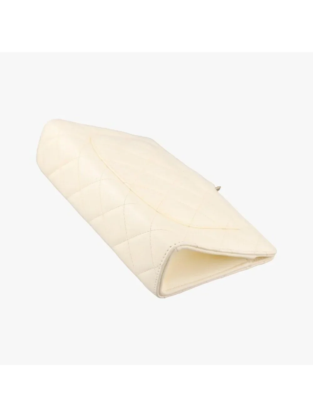 Chanel Quilted Bijou Large Golden Ball Wristlet Clutch White Lambskin